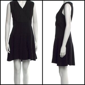 Victoria Victoria Beckham Pleated Top A-Line Elegant Black Sleeveless Dress S